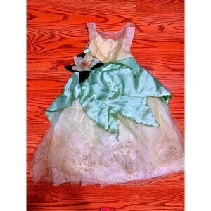 Disney Store Green Tiana Princess and the Frog Costume Girls S 5/6 Green Dress